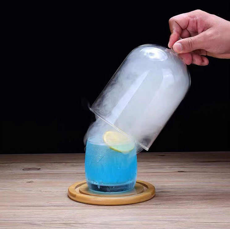 Lead-Free Crystal Molecular Cocktail Special Smoked Cover with Hole Bear Smoked Glass Cover Molecular Bartender