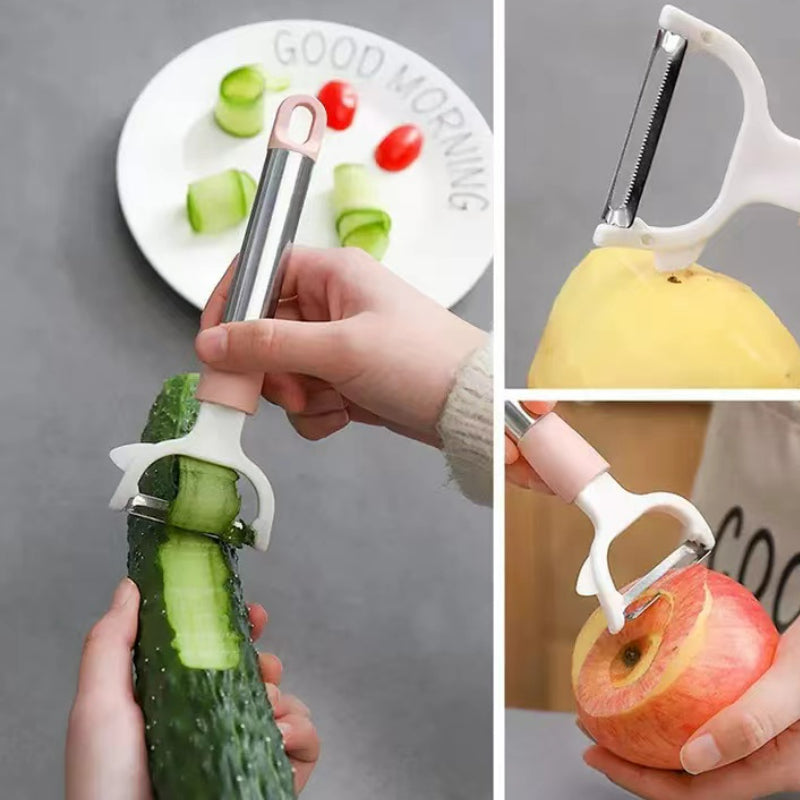 Household Kitchen Multifunctional Peeler Stainless Steel Peeler Fruit and Potato Peeler with Long Handle