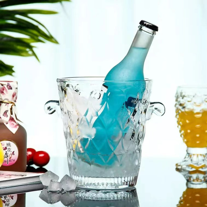 European-style Glass Ice Bucket Transparent Thickened Ice Bucket Drink Red Wine Champagne Transparent Ice bucket for Bar