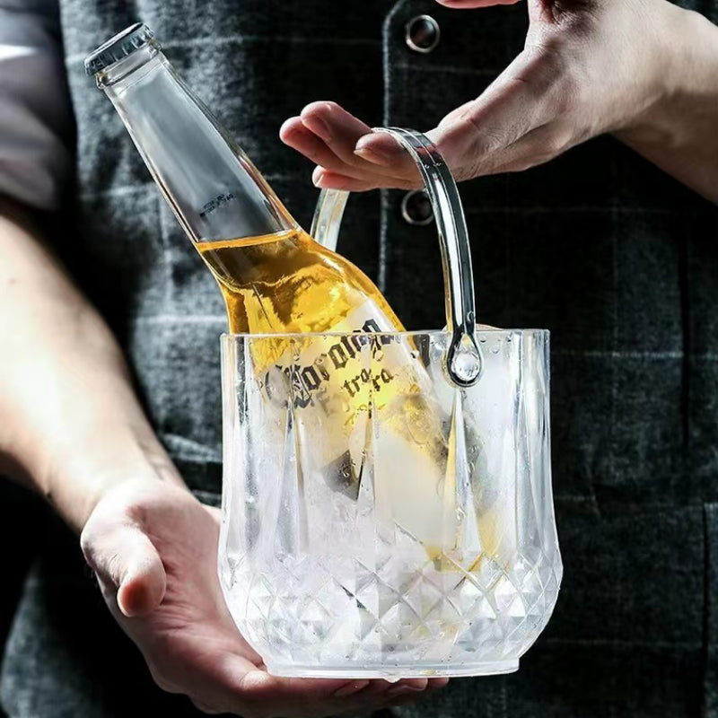 Wholesale Party Bar Transparent Plastic Ice Bucket Cold Wine Special Ice Bucket Portable Plastic Wine Ice Bucket