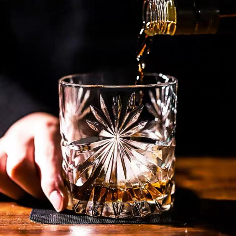 Delicate Lead-free Glass Crystal Bar Home Use Ice Flower Cup Glass Tumbler Whiskey Glass