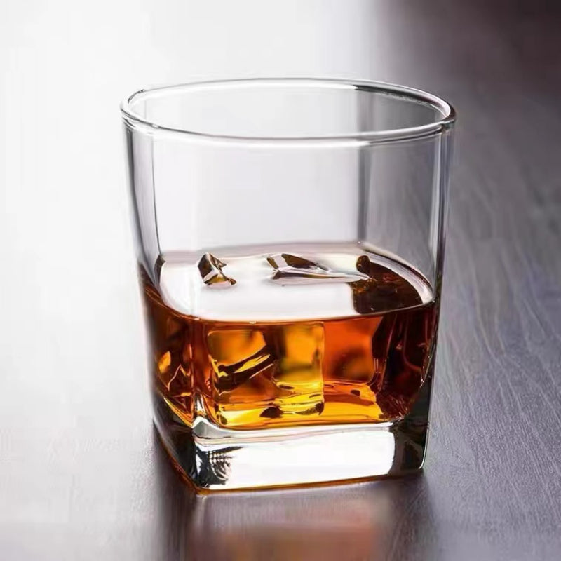 Unique Modern Rocks Lead Free Crystal Whiskey Glasses 300ml Square Whisky Shot Glass Cup Wine Beer Glass for Bar