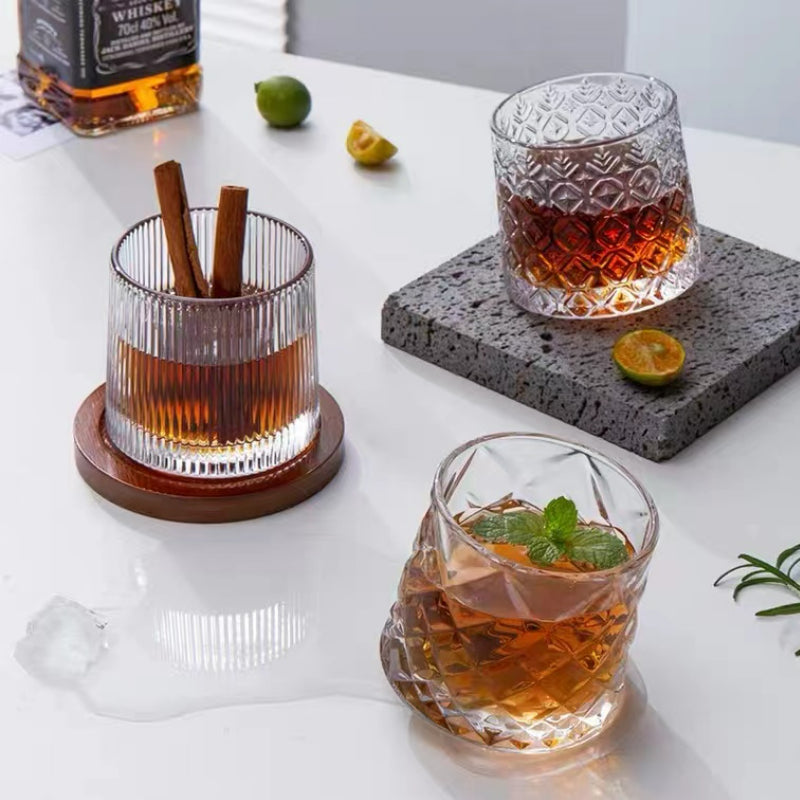 250ML-Creative Crystal Thickened Personality Classical Revolving Glass Nordic Whisky Glass Foreign Wine Glass