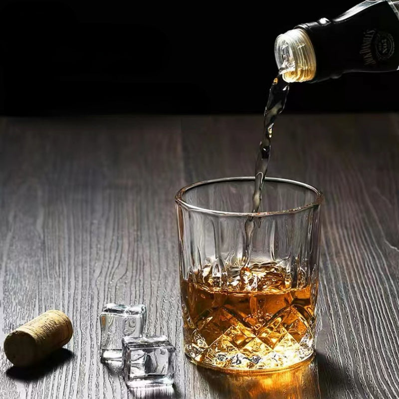 Creative Lead-free Glass Bar Crystal Composite Stripe Cup Whisky Glass Cup Liquor Cup