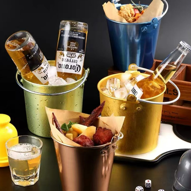Small Metal Ice Buckets with Handle for Bar