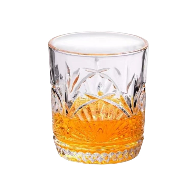 Customized Logo Engraved Whiskey Glasses Rotatable Old Fashioned Whiskey Shot Glass 250ml Wine Cup