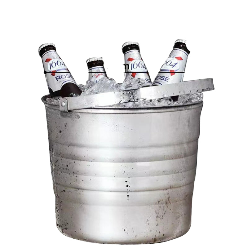 Hammered Ice Bucket Silver Stainless Steel Beverage Wine Chilling Bucket for Bar