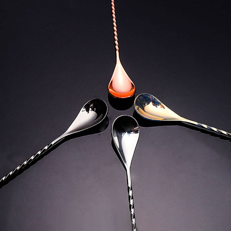 30.0cm Long Water Drop Stainless Steel Mixing Stick,Spiral Pattern  Cocktail Bar Spoon