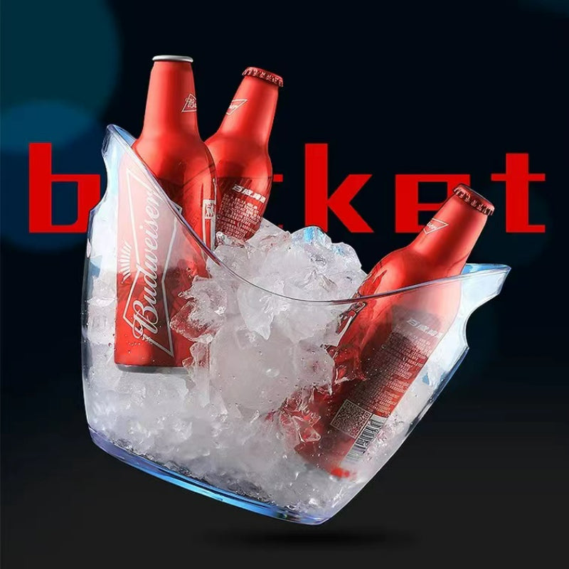 Optional Logo Custom Acrylic Ice Bucket with Handles Beer Plastic Ice Buckets for Party
