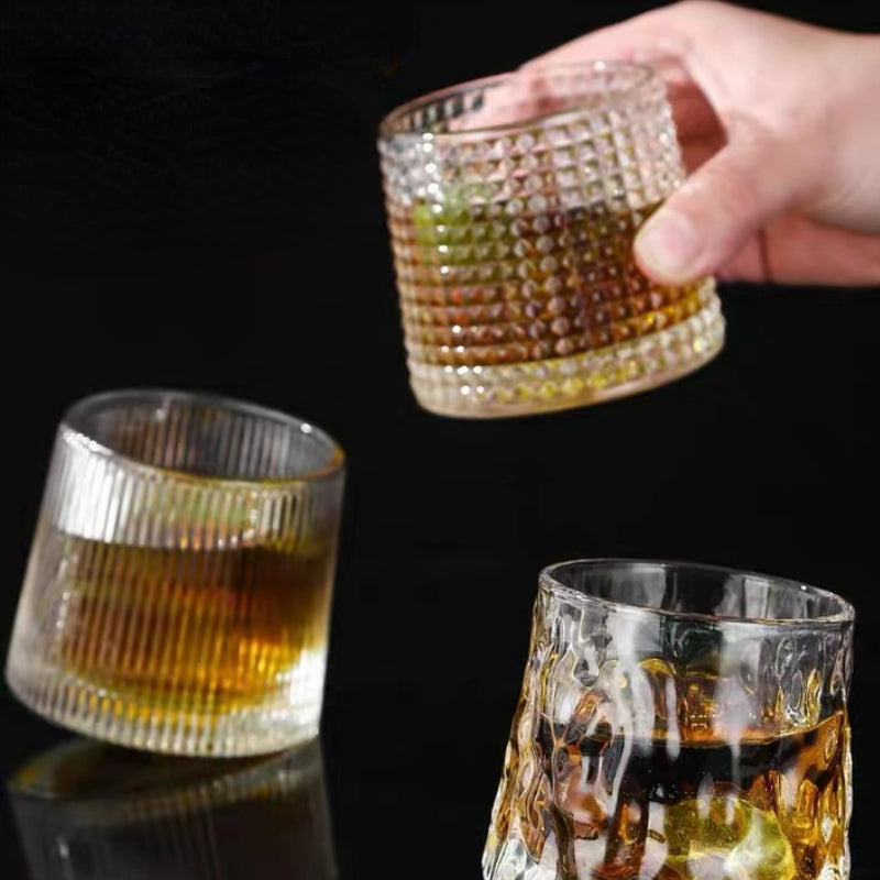 265ML-Thickened Rotating Crystal Glass Wine Glass Whisky Glass Creative Personality Wine Tumbler Cup