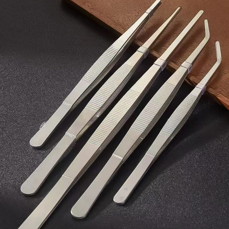 Stainless Steel Straight Garnish Tongs Round Tip Anti-slip Garnish Tongs Thickened and Stiffened Garnish Tongs