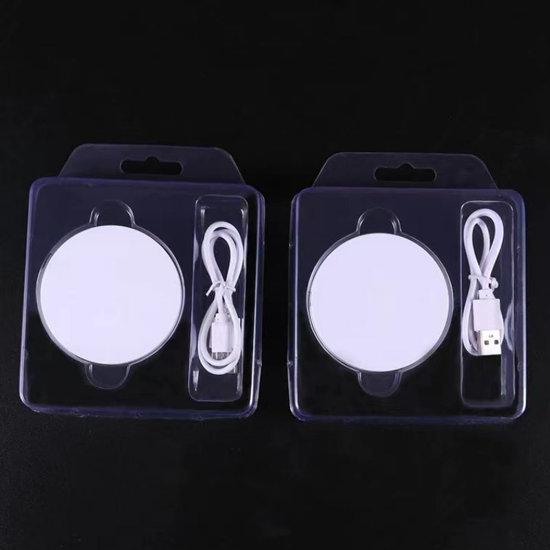 USB Rechargeable 8 LED Lights Holder Water Drink Glass Bottle Cup Coaster