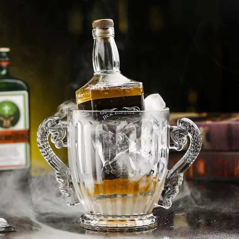 Glass Striped Ice Bucket for Bar