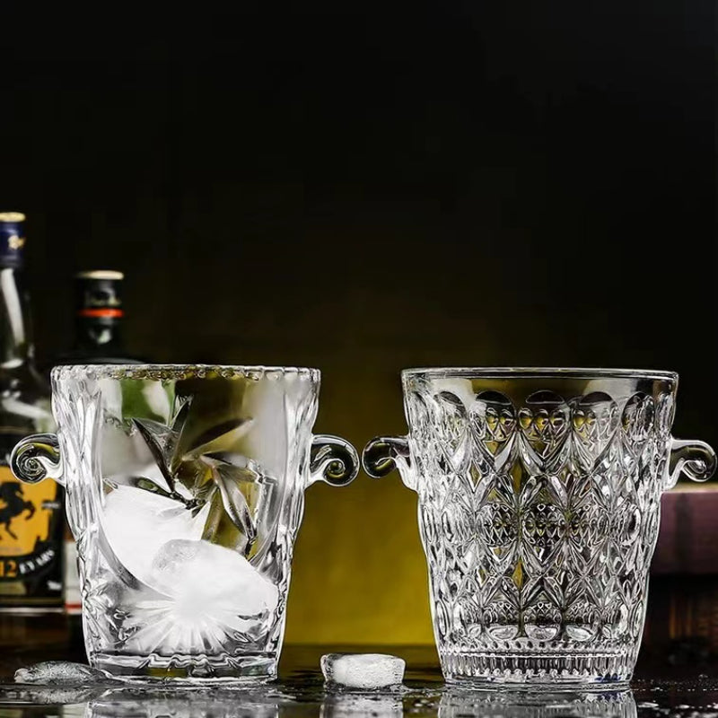 Glass Binaural Sunflower Ice Bucket for Bar