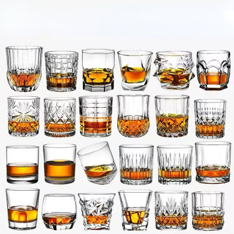 Factory Custom Hot Sale Unique Shape Bar Glassware Crystal Old Fashion Whiskey Glasses Liquor Whiskey Glass