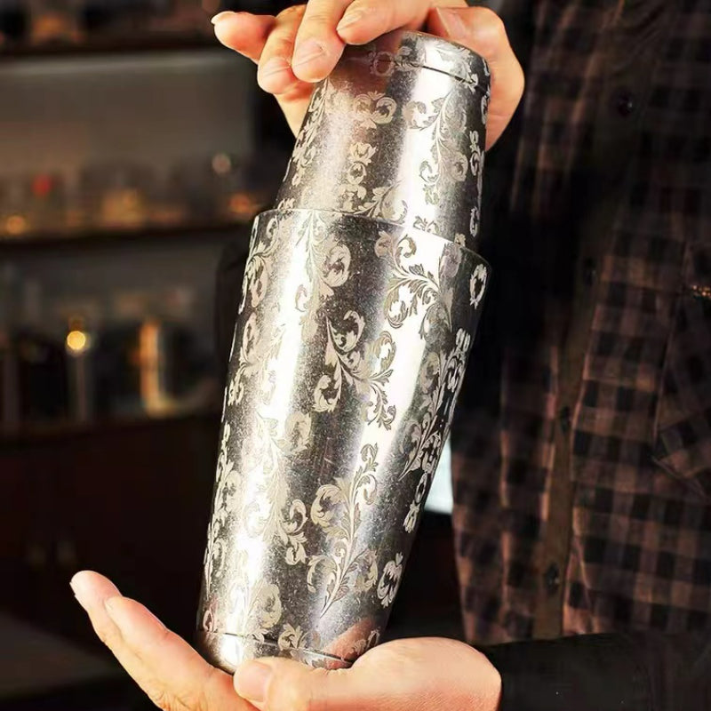 New Design 26oz/16oz Stainless Steel Weighted Boston Shaker Carved Tins