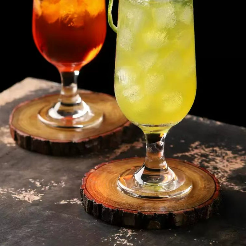 Natural Wood Slices Circles Coaster Anti Slip Durable Waterproof Wine Coaster Decoration Tea Cup  Wooden Coaster