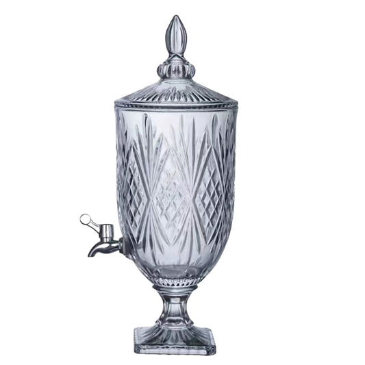 Clear Glass Dispenser with Lid and Water Tap Juice and Beer Drinks Dispensers for Bar