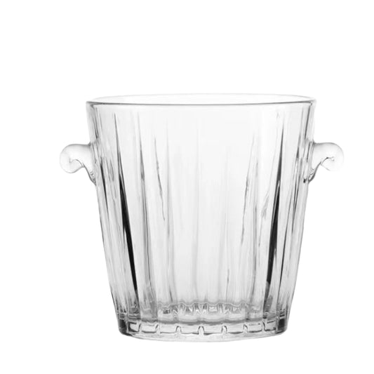 Glass Binaural Striped Ice Bucket for Bar