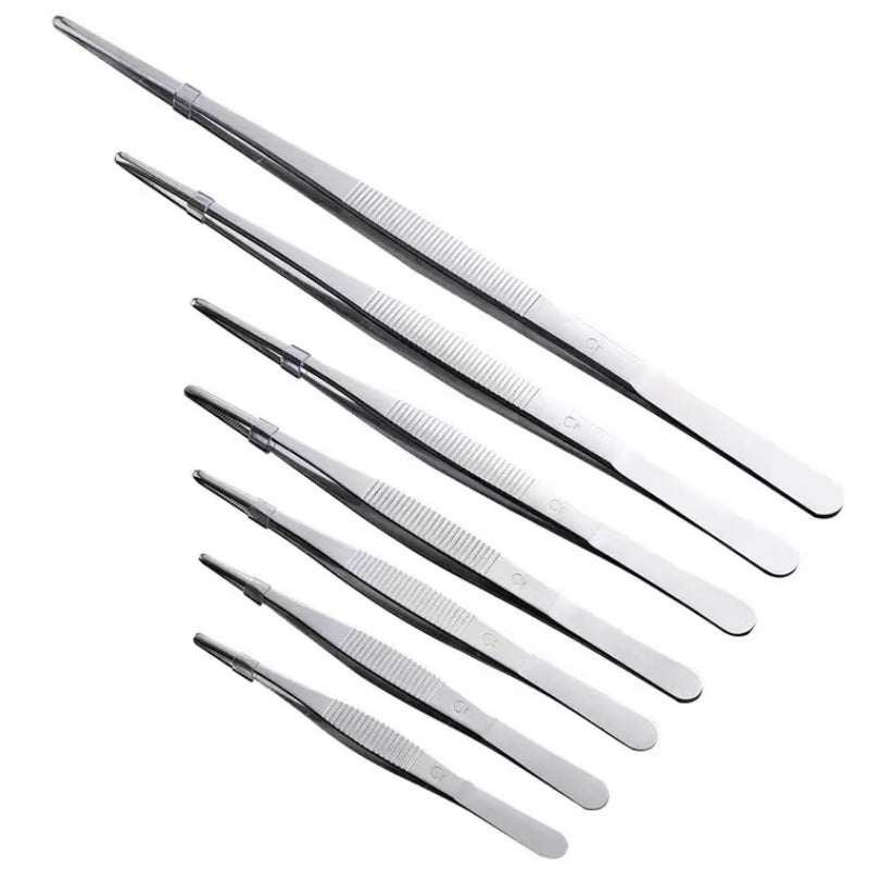 Stainless Steel Straight Garnish Tongs Round Tip Anti-slip Garnish Tongs Thickened and Stiffened Garnish Tongs
