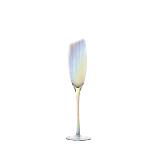 Champagne Glasses Modern Crystal Sparkling Wine Glasses Slanted Rim Rainbow Champagne Glasses