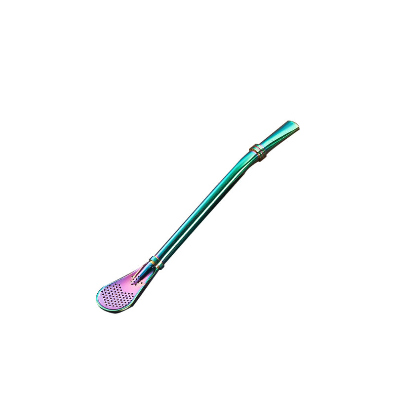 Stainless Steel Julip Mojito Special Metal Filter Straw Mint Leaf Fruit Environmental Protection Tube Spoon