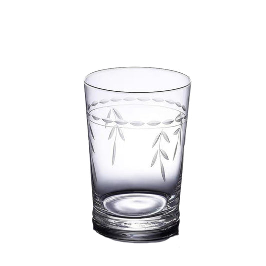 350ML-Hand Blown Etched Heavy Base Crystal Whiskey Glass