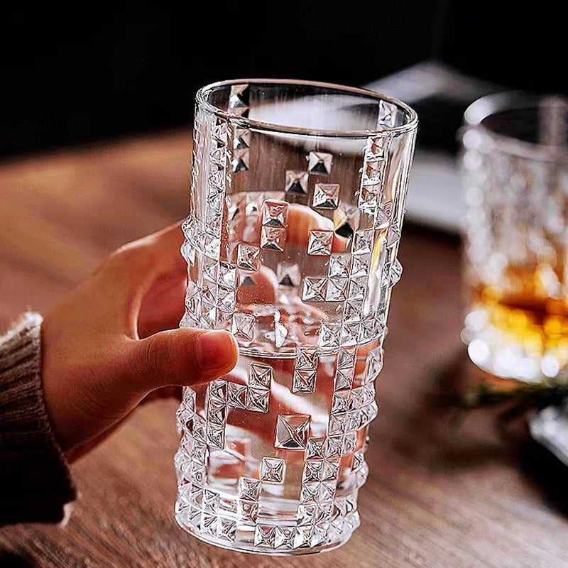 320ML-Vintage Embossed Rivet Cup Colin Cup Cocktail Cup Glass Long Drink Cup Juice Cup