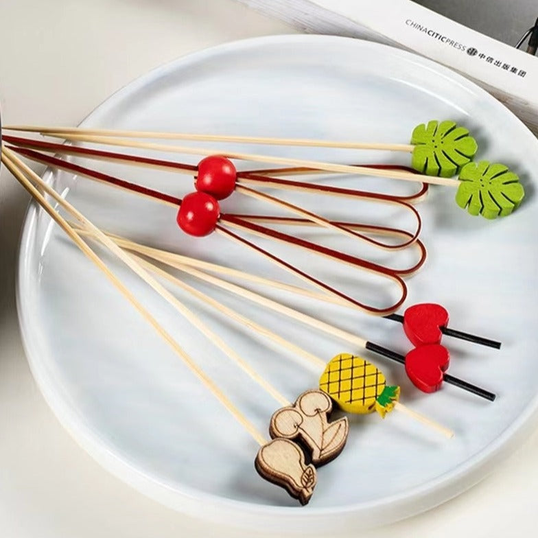 Flower Stick Cocktail Decoration Wine Stick Disposable Fruit Stick Ktv Fruit Stick Creative Bamboo Stick
