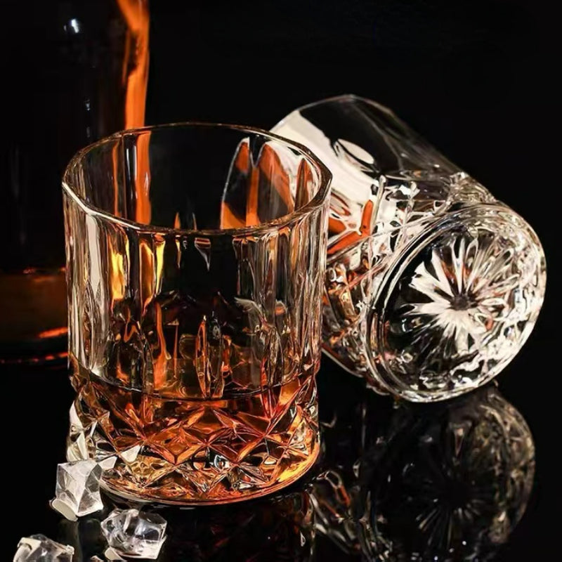 Creative Lead-free Glass Bar Crystal Composite Stripe Cup Whisky Glass Cup Liquor Cup