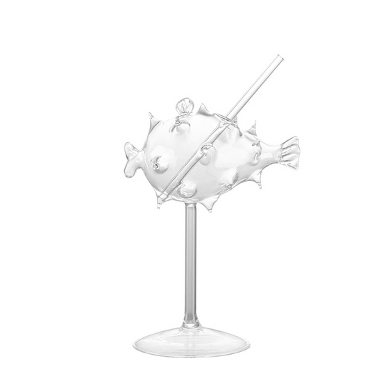 Creative Puffer Fish Cocktail Glasses Clear Puffer Fish Shaped Drinks Cups 195ML Wine Glasses for Party