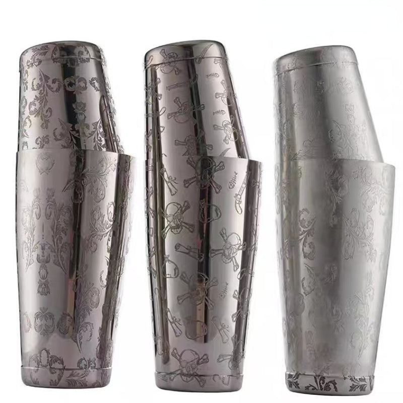 28oz and 17oz Stainless Steel Two Piece Shaker Professionally Shaker Etched Boston Shaker Set for Bar