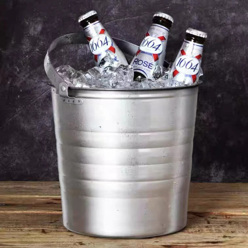 Hammered Ice Bucket Silver Stainless Steel Beverage Wine Chilling Bucket for Bar