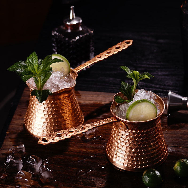 Hand Made Turkish Coffee Pot, Copper Turkish and Arabic Cocktail Glasses