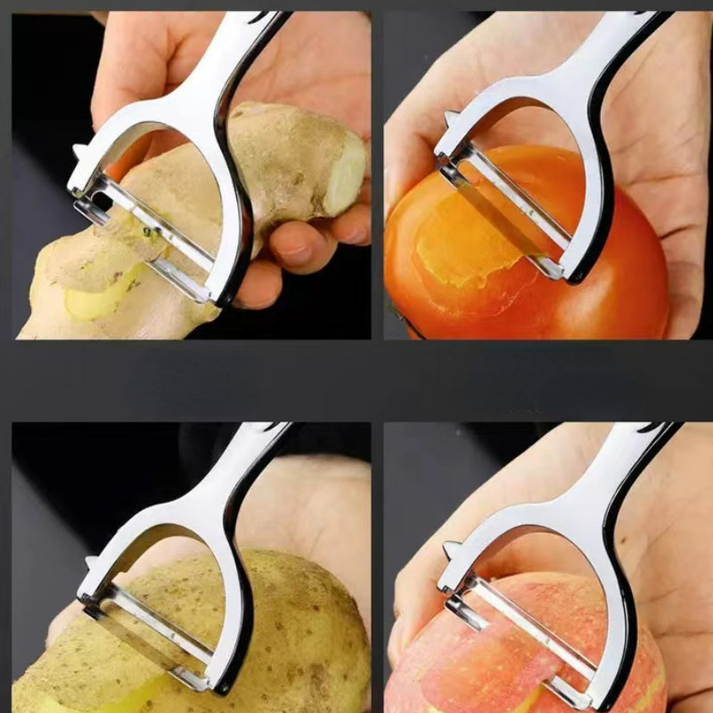 3 in 1 Fashionable Kitchen Tool Stainless Steel Multifunctional Peeler Fruit Vegetable Peeler Carrot Potato Peeler