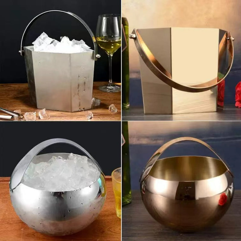 New Design Stainless Steel Ice Bucket with Handle for Beer
