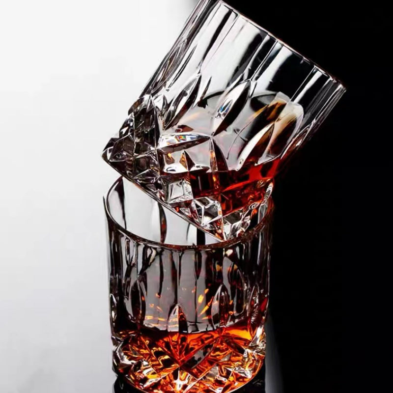 Bar Accessories Crystal Glass Cups Whiskey Glasses Gift Set with Ice Cubes
