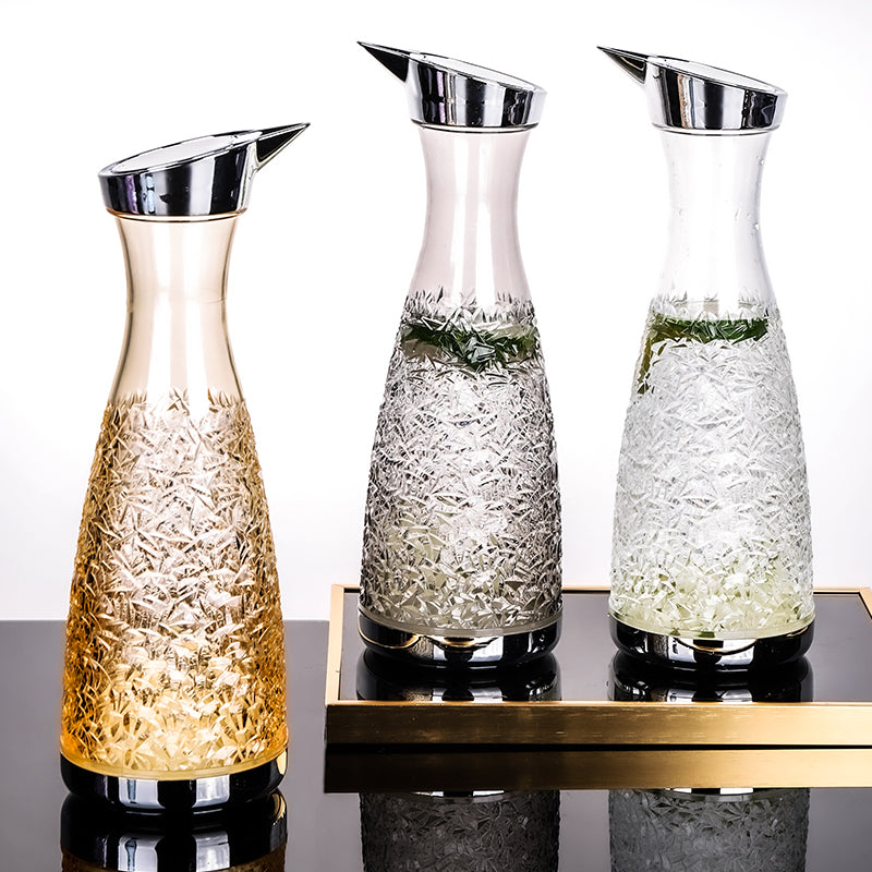 Elegant Diamond Design Water Pitcher with Handle,Acrylic Plastic Cold Water Jug