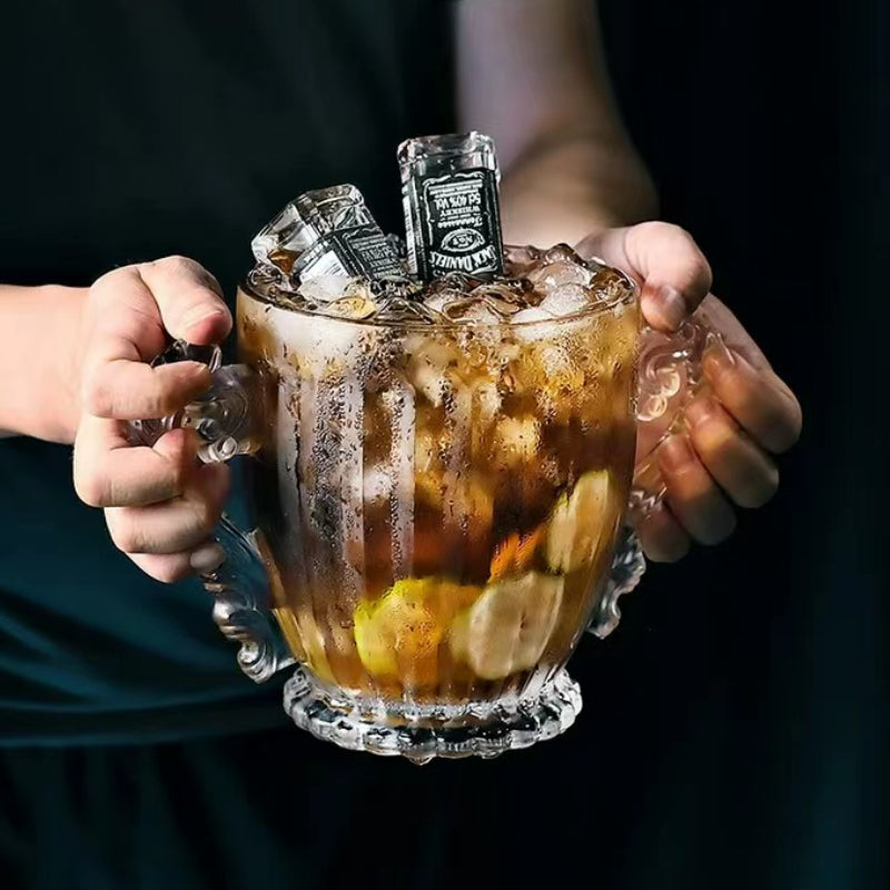 Glass Striped Ice Bucket for Bar
