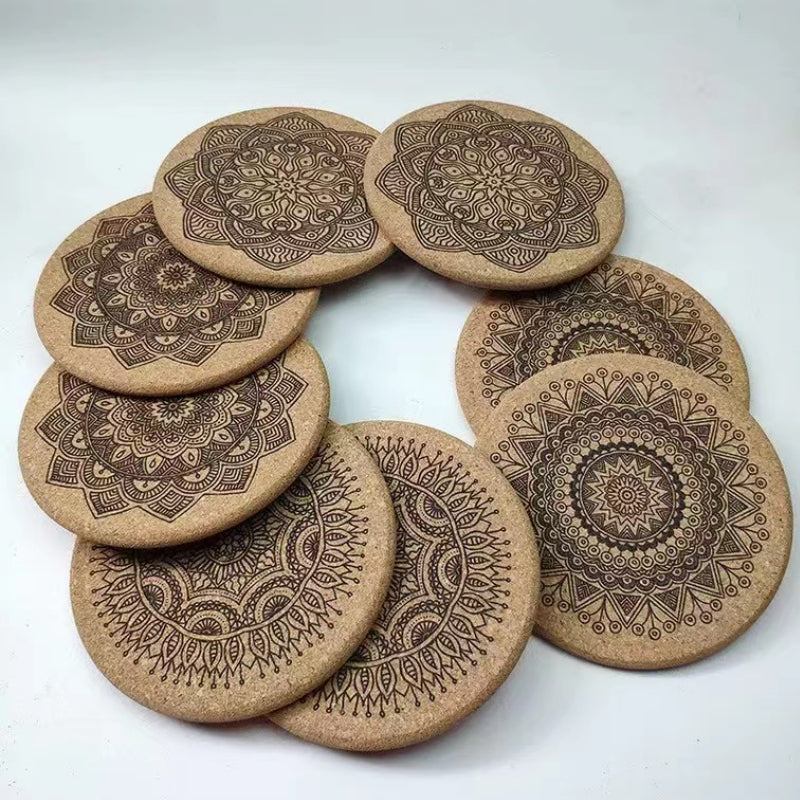 Moroccan Style Coasters Geometric Print Pattern Cork Coasters Absorbs Water Coasters