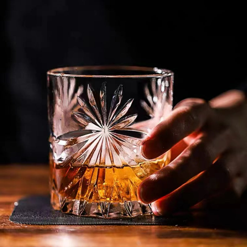 Delicate Lead-free Glass Crystal Bar Home Use Ice Flower Cup Glass Tumbler Whiskey Glass