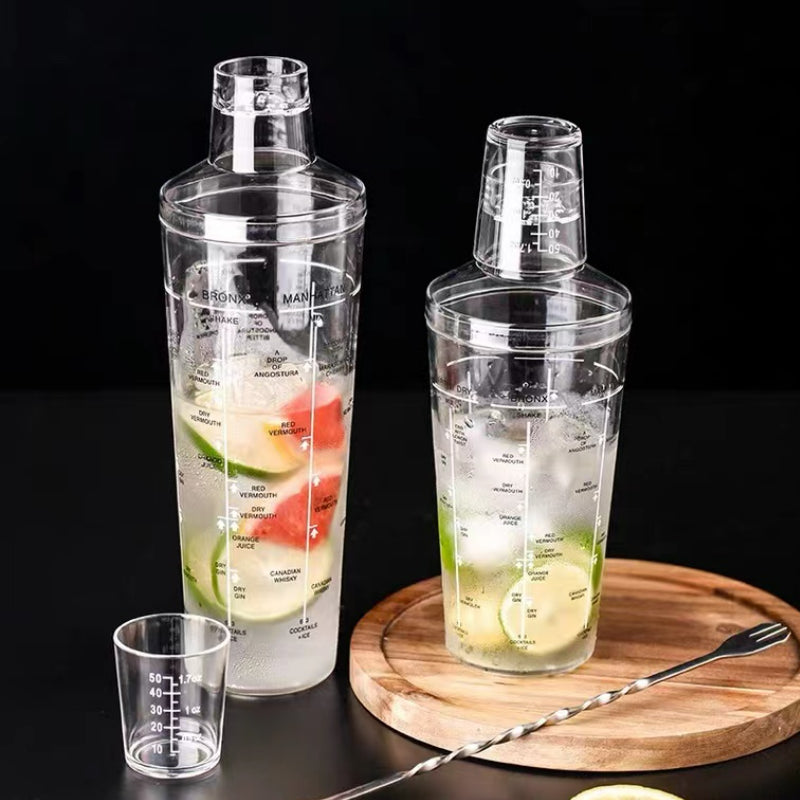 PC Clear Boston Shaker with Recipe Glass Shaker Cocktail Shaker