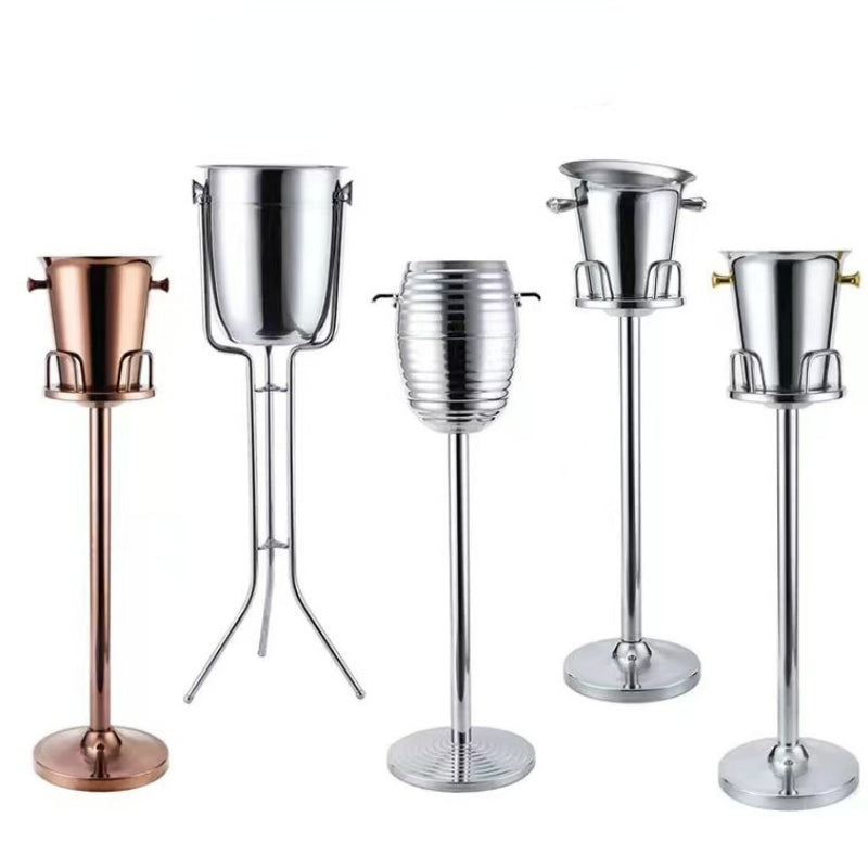 201 Stainless Steel Ware Bucket American Style Ice Barrel Coolers Champagne Bucket with Stand