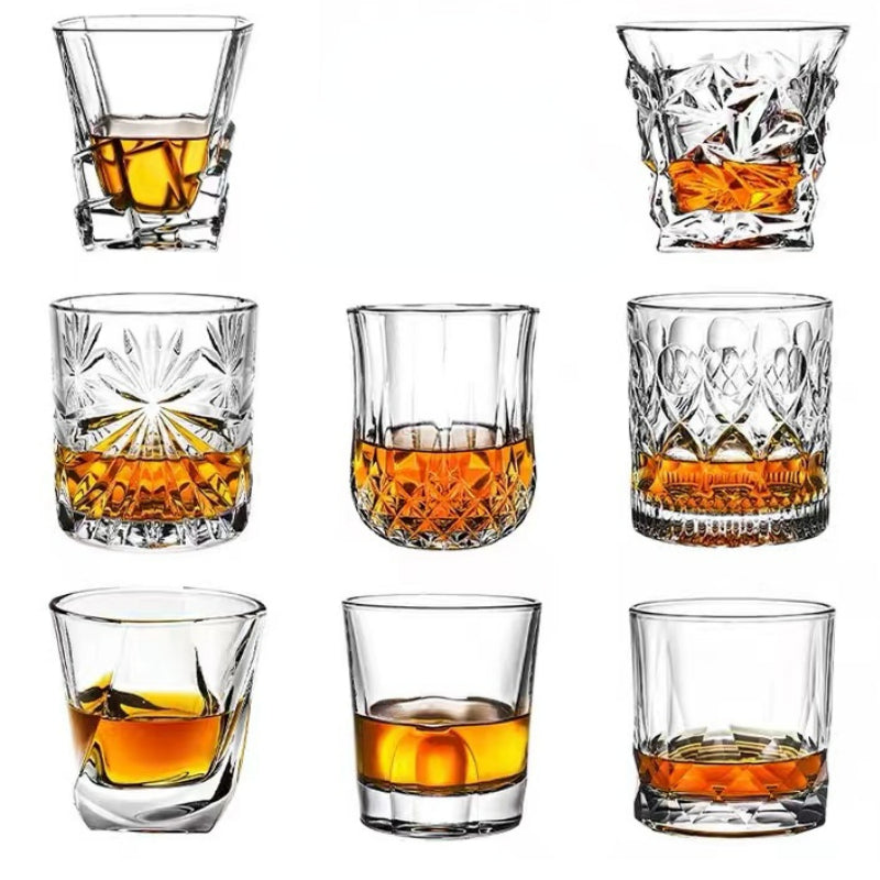 Customized 340ML Old Fashion Square Crystal Stemless Drinking Wineglass Shot Wine Whisky Glasses Cup