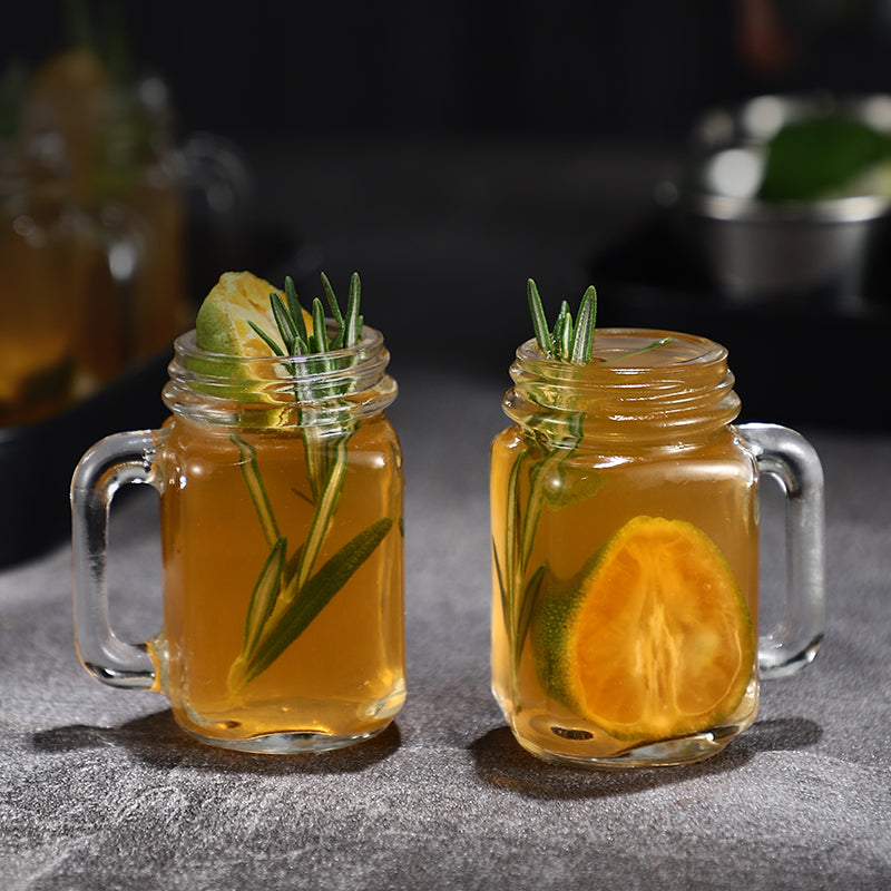 Creative Mason Cup Portable Handle Cocktail Cup Mini Cock Cup Bar Glass Bullet Cup Tray Set