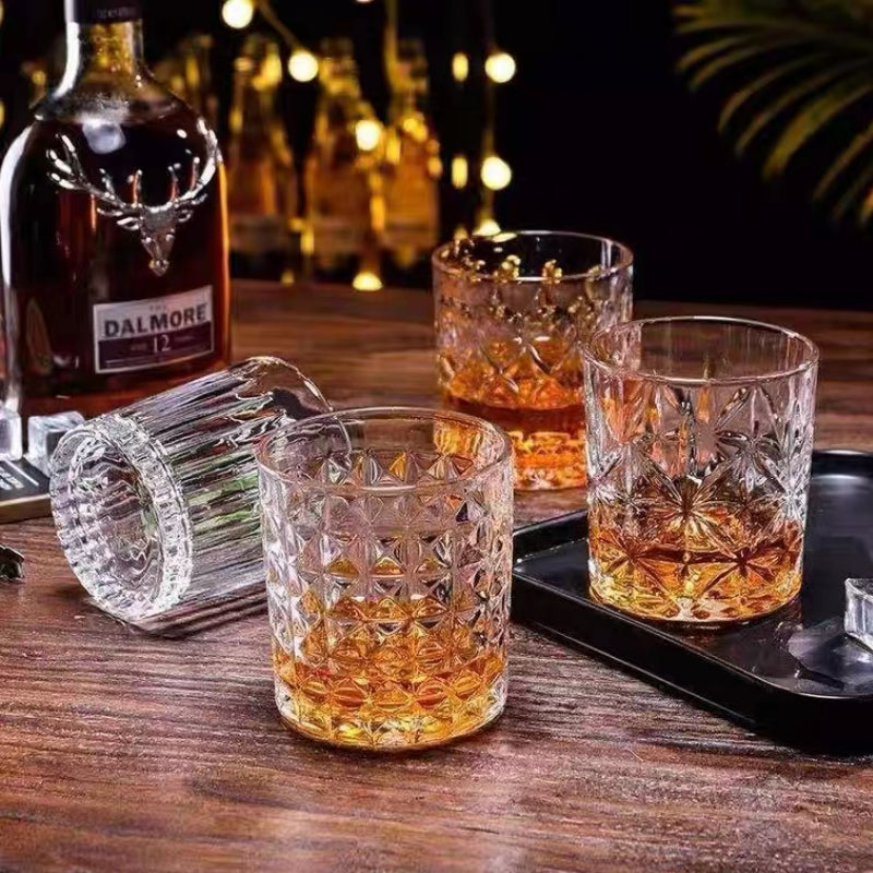 New Pattern Design 310ml Hot-selling Crystal Engraved Liquor Drinking Whiskey Drinking Glass Cups