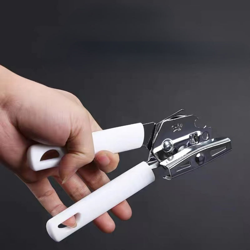 White Multifunction Bottle Opener Manual Can Tin Opener with Smooth Edge Stainless Steel Can Opener