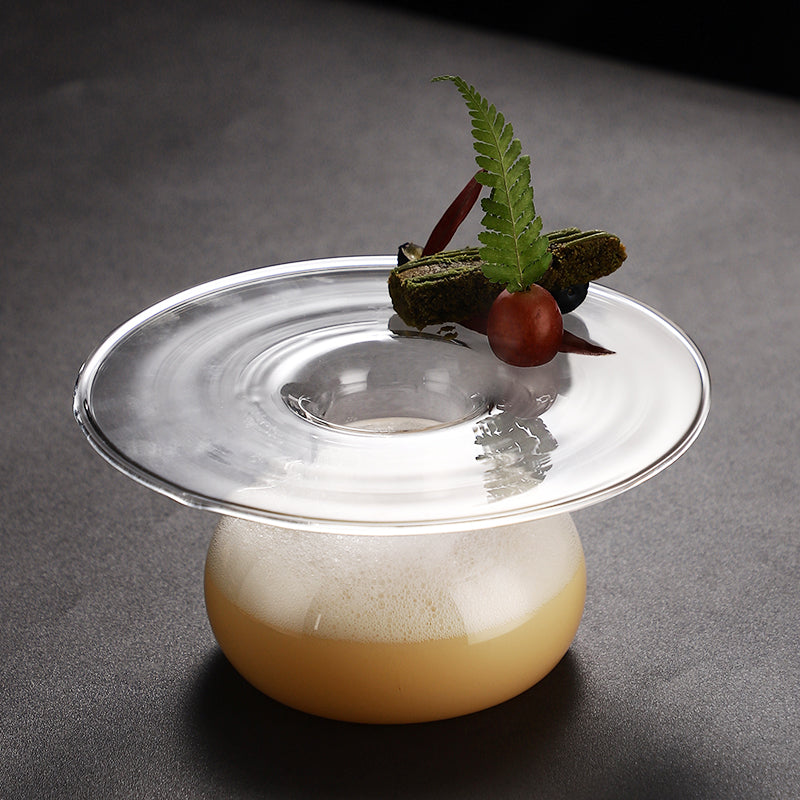 Flying Saucer Shape Creative Cocktail Glass，Crystal Clear Whiskey Glass
