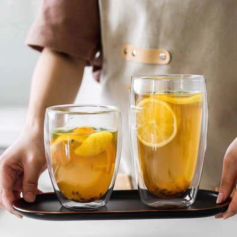350ML Double Wall Glass Coffee Mugs Cups,Insulated Glass for Latte Cappuccino Americano Tea milk Beverage