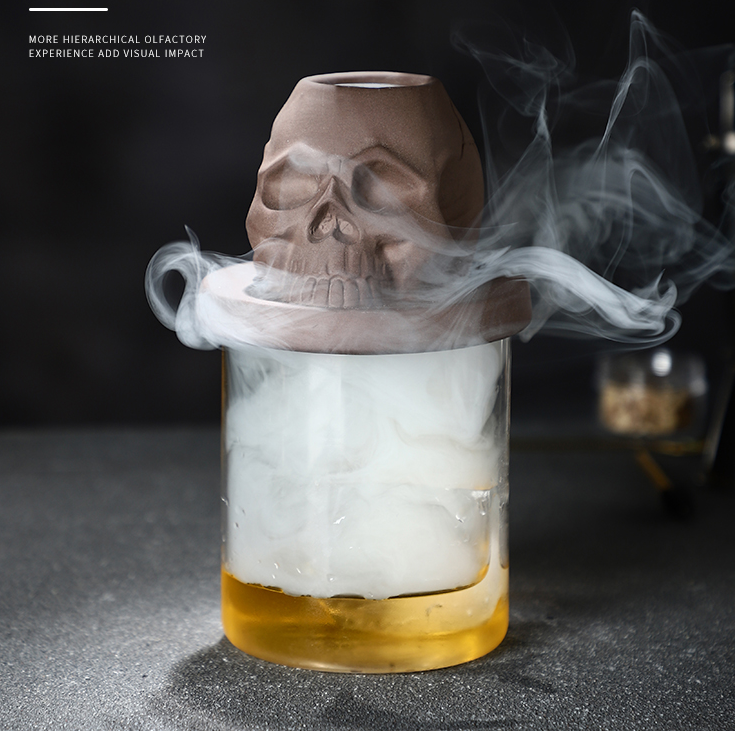Skull Smoked Cover Scented Cover Cocktail Cover Whiskey Molecular Appliance Creative Ceramic Bar Smoked Cover